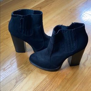 Zara Black Stacked Heel Booties